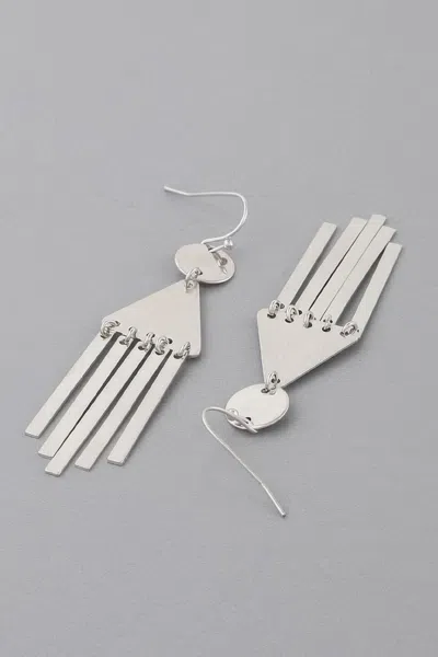 Fashnzfab Geometric Bar Drop Earrings In Silver