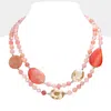 Fashnzfab Geometric Bead Accented Double Layered Necklace In Multi