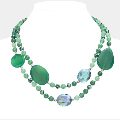 Fashnzfab Geometric Bead Accented Double Layered Necklace In Orange
