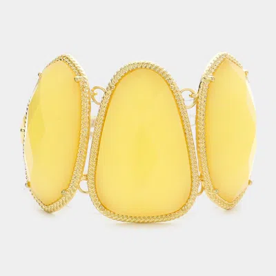 Fashnzfab Geometric Bead Link Bracelet Gold, Ivory In Multi