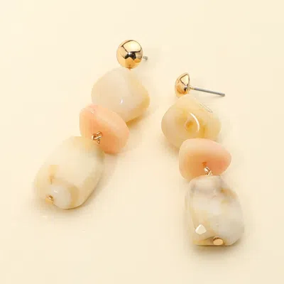 Fashnzfab Geometric Chunky Marbled Resin Pebble Drop Earrings In Sand