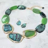 Fashnzfab Geometric Chunky Sparkled Celluloid Acetate Plate Link Statement Necklace In Green