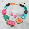 Fashnzfab Geometric Chunky Sparkled Celluloid Acetate Plate Link Statement Necklace In Multi
