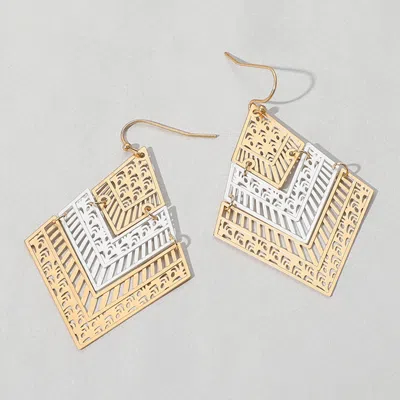 Fashnzfab Geometric Cutout Chevron Dangle Earrings In Multi