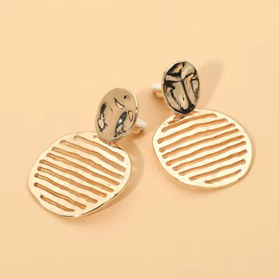 Fashnzfab Geometric Disc Drop Dangle Clip On Earrings In Gold