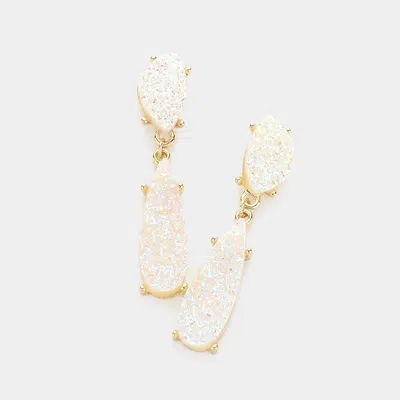 Fashnzfab Geometric Druzy Link Dangle Earrings - White