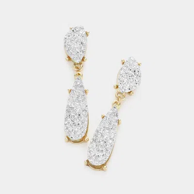 Fashnzfab Geometric Druzy Link Dangle Earrings In Silver