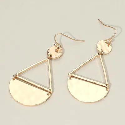 Fashnzfab Geometric Hammered Metal Triangle Drop Earrings In Gold