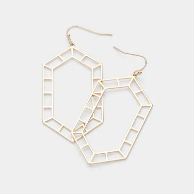 Fashnzfab Geometric Hexagon Cutout Dangle Earrings In Gold