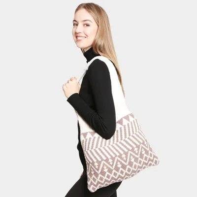 Fashnzfab Geometric Knit Tote Bag In Gray