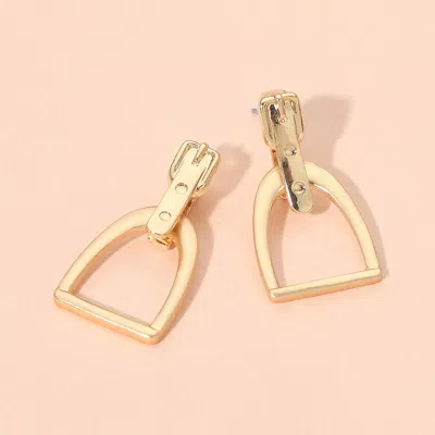 Fashnzfab Geometric Metal Charm Drop Earrings In Gold