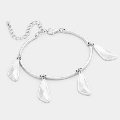 Fashnzfab Geometric Metal Charms Station Bracelet Worn Silver