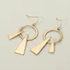 Fashnzfab Geometric Metal Circle Triangle Drop Dangle Earrings In Gold
