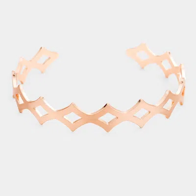 Fashnzfab Geometric Metal Cuff Bracelet Rose Gold In Multi