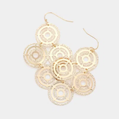 Fashnzfab Geometric Metal Disc Link Dangle Earrings - Gold
