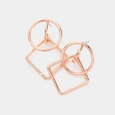 Fashnzfab Geometric Metal Earrings - Rose Gold
