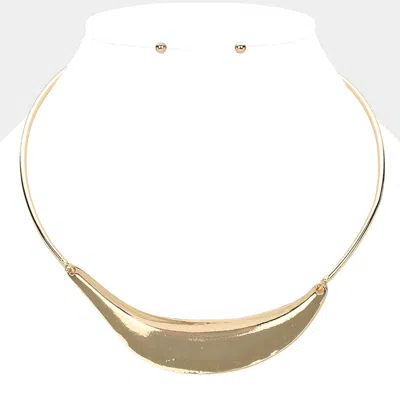 Fashnzfab Geometric Metal Plate Pointed Necklace In Gold