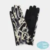 Fashnzfab Geometric Multi Color Embroidered Smart Touch Gloves In Black