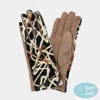 Fashnzfab Geometric Multi Color Embroidered Smart Touch Gloves In Brown