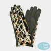 Fashnzfab Geometric Multi Color Embroidered Smart Touch Gloves In Green