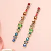 Fashnzfab Geometric Multi Stone Cluster Link Linear Drop Earrings In Multi