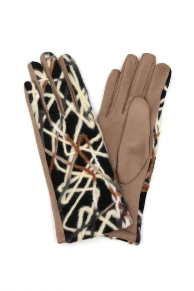 Fashnzfab Geometric Multicolor Embroidered Smart Touchgloves In Gray