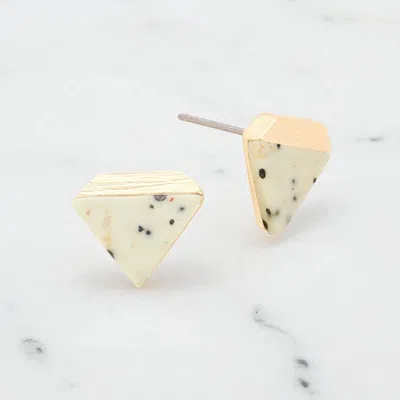 Fashnzfab Geometric Natural Stone Stud Earrings - Black, Neutral