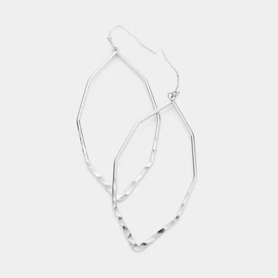 Fashnzfab Geometric Open Metal Dangle Earrings - Rhodium In Silver