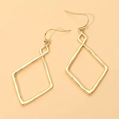 Fashnzfab Geometric Open Metal Rectangle Drop Dangle Earrings In Gold
