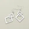 Fashnzfab Geometric Open Metal Square Link Drop Dangle Earrings In Silver
