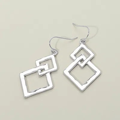 Fashnzfab Geometric Open Metal Square Link Drop Dangle Earrings In Silver