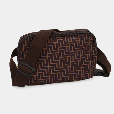 Fashnzfab Geometric Pattern Belt Bag / Sling Bag In Brown