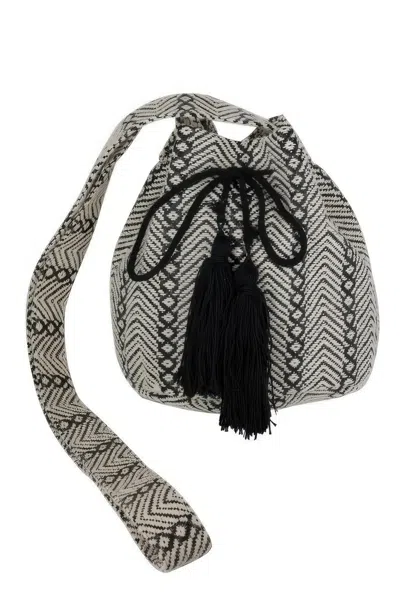 Fashnzfab Geometric Pattern Bucket Bag In Black