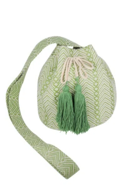 Fashnzfab Geometric Pattern Bucket Bag In Green