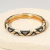 Fashnzfab Geometric Pattern Enamel Inlay Hinged Bangle Bracelet In Multi