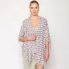 Fashnzfab Geometric Pattern Print Ruana Poncho In Pink