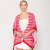 Fashnzfab Geometric Pattern Print Ruana Poncho In Red