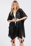 Fashnzfab Geometric Pattern Tassel Cover Up Poncho