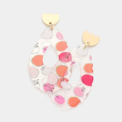 Fashnzfab Geometric Patterned Lucite Open Teardrop Dangle Earrings In Multi