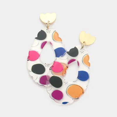 Fashnzfab Geometric Patterned Lucite Open Teardrop Dangle Earrings In Multi