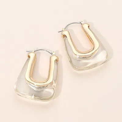 Fashnzfab Geometric Pin Catch Hoop Earrings In Gold