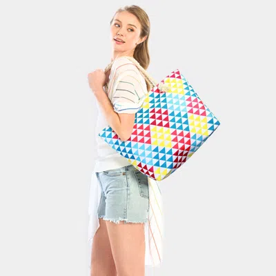 Fashnzfab Geometric Print Beach Tote Bag In Multi