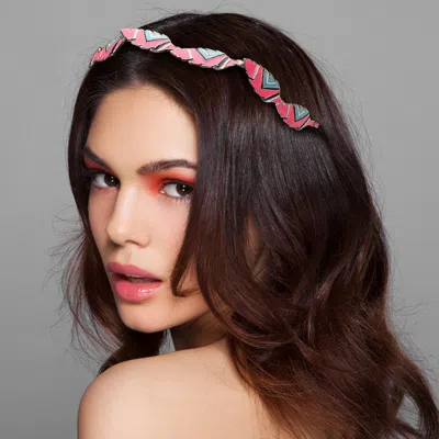 Fashnzfab Geometric Print Metal Leaf Stretch Headband In Multi