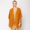 Fashnzfab Geometric Print Ruana Poncho In Brown