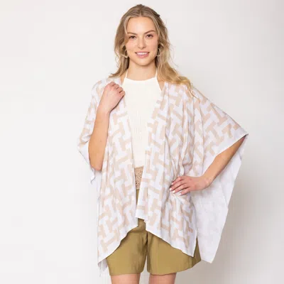 Fashnzfab Geometric Print Ruana Poncho In Multi