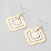 Fashnzfab Geometric Quatrefoil Metal Plate Concentric Dangle Earrings In Gold