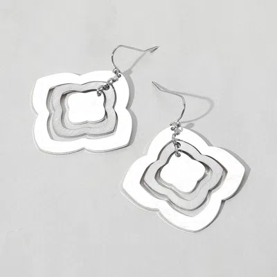 Fashnzfab Geometric Quatrefoil Metal Plate Concentric Dangle Earrings In Multi