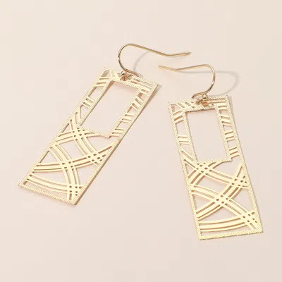 Fashnzfab Geometric Rectangle Cutout Dangle Earrings - Gold