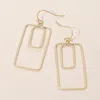 Fashnzfab Geometric Rectangle Double Frame Drop Earrings In Gold