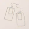 Fashnzfab Geometric Rectangle Double Frame Drop Earrings In Silver